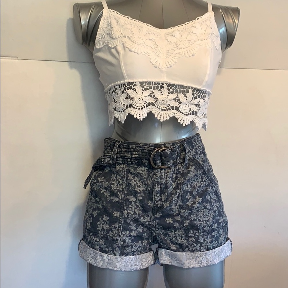 SALE!! Cotton shorts with belt can be rolled down